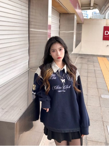 CHIOS CLUB - Oversize Shirt Hoodie FW2436BB Blue 